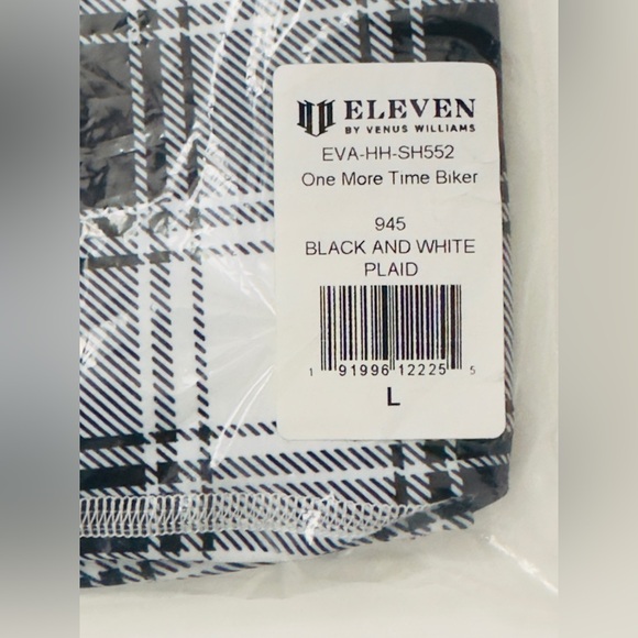 EleVen - Venus Williams One More Time Black & White Plaid Biker Shorts Large NWT - Picture 9 of 9